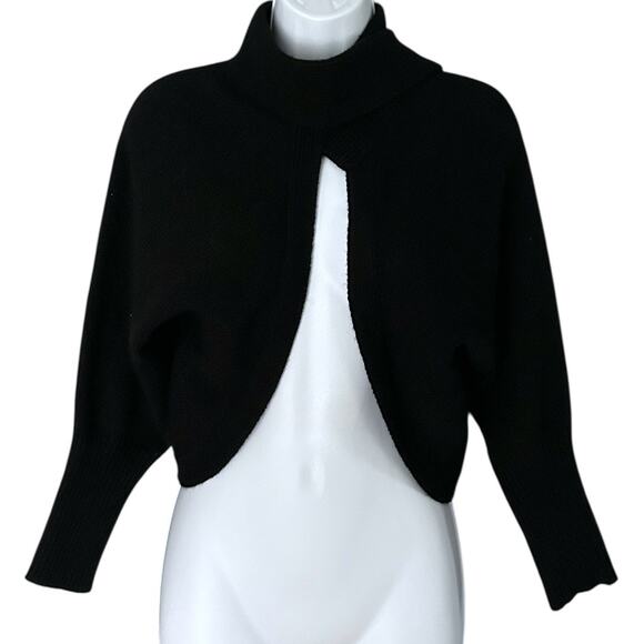 Kate Spade New York 100% Cashmere Open Front Wrap Shrug Women's M/L Black Bolero - Picture 1 of 6